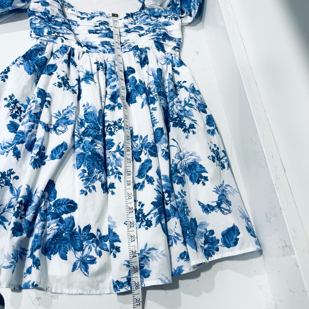 Abercrombie & Fitch Blue and White Floral Puff-Sleeve Mini Dress - Picture 11 of 14